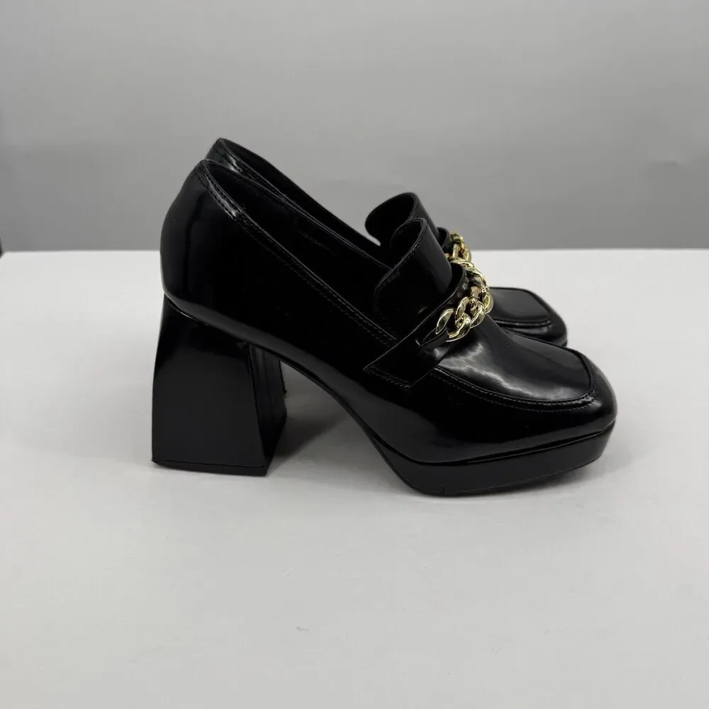 Dream Pairs Black Platform Loafers US 8.5 Chunky Academia Y2K Style Gothic